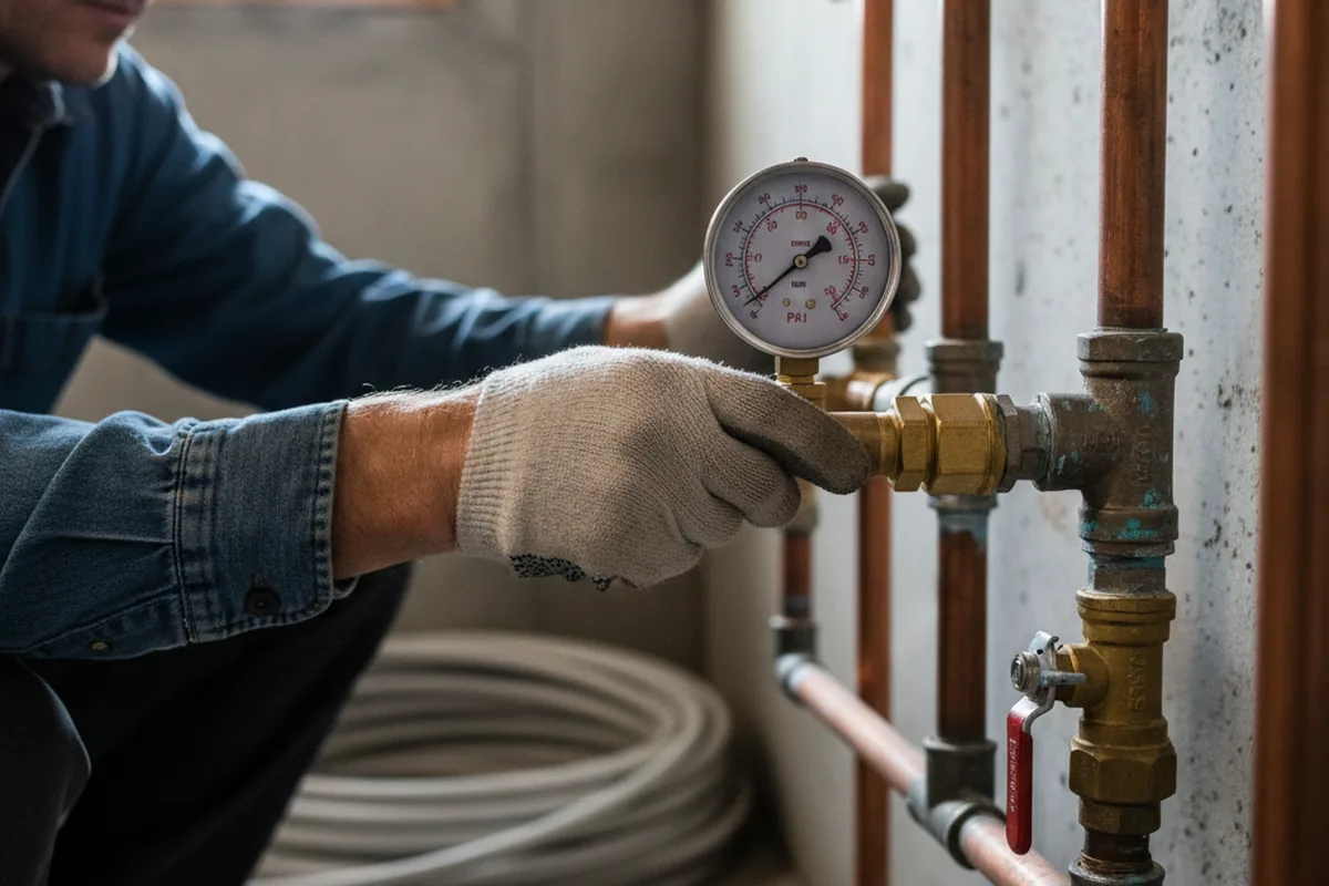 Pressure testing a repaired line during Water Line Repair in Buckeye Lake